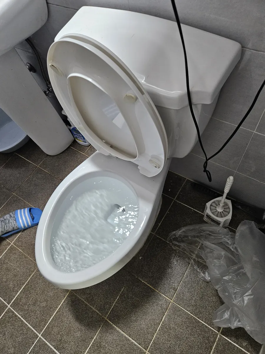 변기에 물이 가득 차 내려가지 않았습니다.